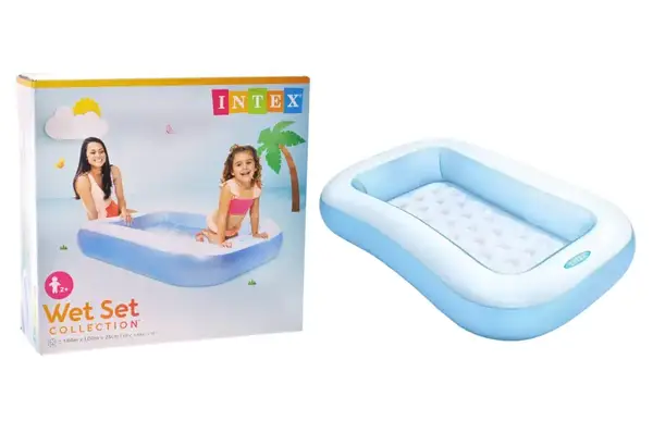 Басейн INTEX дитячий Голубий прямокутник, рельєфне дно, ремкомплект в коробці 57403, 166*100*28 см купити