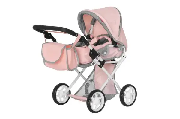 Візок для ляльки 9346+BAG PINK "Unico" з сумкою, в коробці р.45х15х36,5 см CARRELLO купити