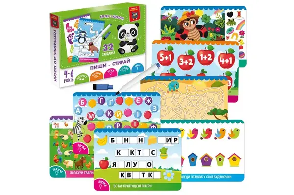 Розвиваюча гра VT5010-42 "Панда" картки пиши-стирай Vladi Toys купити