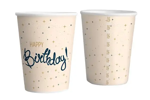 Паперові стаканчики Твоя Забава "Happy Birthday" кремові 10шт/уп. (250мл.) купити