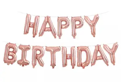 Надпис ''Happy Birthday'' рожеве золото 16'' (40см) купити