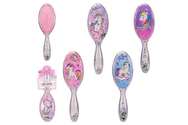 Гребінець H2059 єдинороги з блискітками, 4 види р. 5.5*4.5*18 см купити