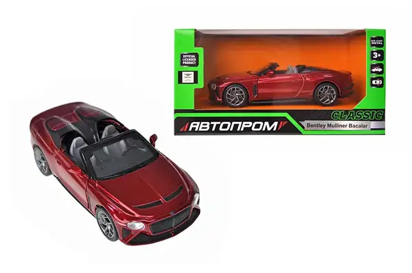 Машина металева 10016 Red, 5 inch 2020 Bentley Bacalar, відкриваються двері, у коробці 16,5x7x8 см АВТОПРОМ купити