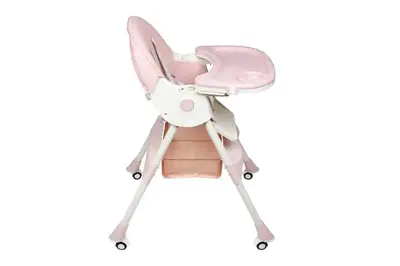 Стільчик для годування Kidoro One (ST-6540) Pink, з екошкіри на колесах, у коробці р.52x25x43 см купити