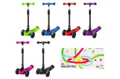 Самокат GS-0084 пластик.складаний PU світ.135*40мм 35*13см 3,5кг 6 кольорів .в коробці. купити