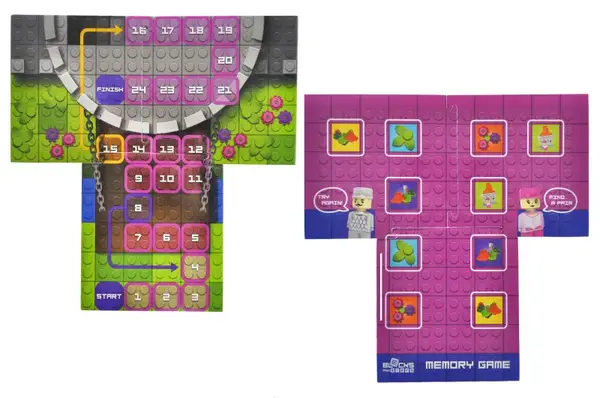 Конструктор блочний QB300-106 "Block&Steps: Дракон та замок" + ходилка і меморі гра 3в1, 43дет. qbee купити недорого в Україні, фото 7