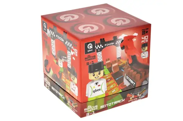 Конструктор блочний QB300-103 "Block&Steps: Мототрек" + ходилка і меморі гра 3в1, 40дет. qbee купити недорого в Україні, фото 4