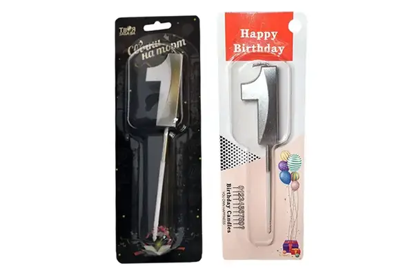 Свічка-цифра "1" 03794 срібна 3D ТМ "Твоя забава" (4,5 см) купити