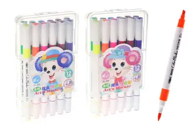 Набір скетч маркерів двосторонніх "Mouse" 260-12 12 шт, 12 кольорів 165мм пензлик/скошений наконечник купити