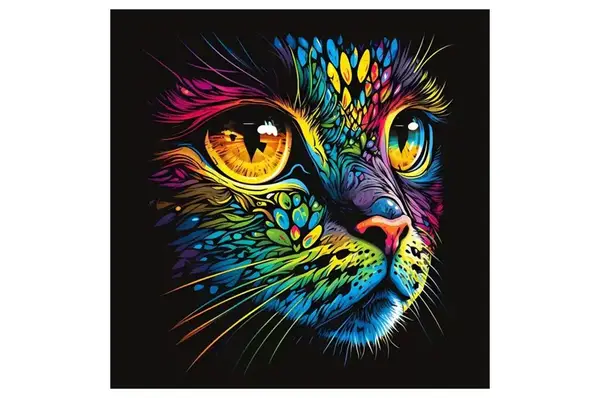 Набір для розпису по номерах Барвисте кошеня Strateg на чорному фоні розміром 40х40 см (AV4040-4) купити