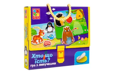 Гра з липучками 'Хто що їсть?' VT1302-27 (укр) Vladi Toys купити