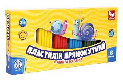 ПЛАСТИЛІН Школярик прямокутний 6 кольорів 303116001-UA купити