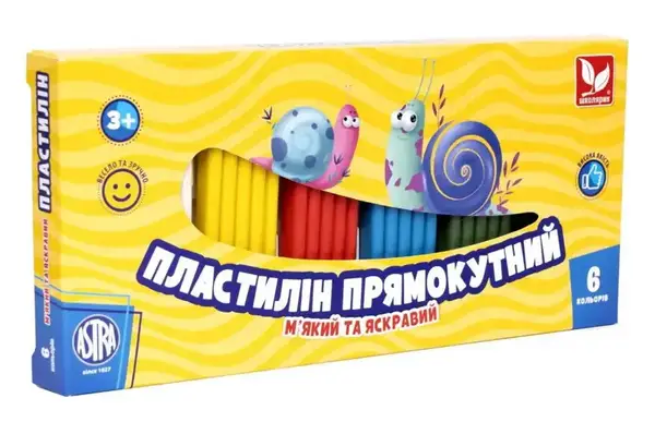 ПЛАСТИЛІН Школярик прямокутний 6 кольорів 303116001-UA купити