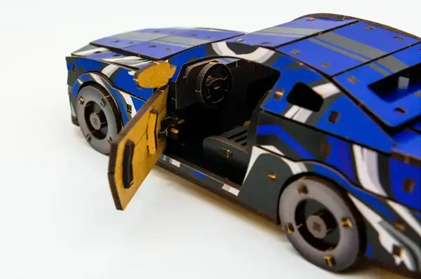 Конструктор "Muscle Car" Puz-00642 дерев'яний, 162 дет., синій колір р. моделі 24*9*7 см PuzzleOk купити недорого в Україні, фото 7