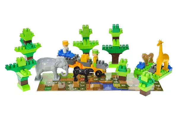 Конструктор блочний QB300-006 "Block&Steps: Пригоди в Сафарі" + ходилка і меморі гра 3в1, 89дет. qbee купити недорого в Україні, фото 5