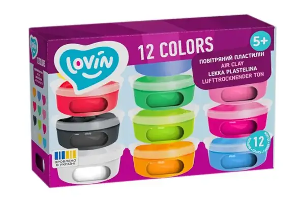 Набір для ліплення з легким пластиліном 70176 в стаканах, 12 кольорів LOVIN купити