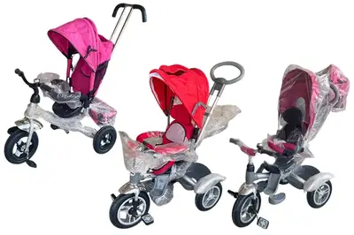 OUTLET Велосипед 3-колісний з ручкою і функцією повороту сидіння, TURBO TRIKE червоний, рожевий купити