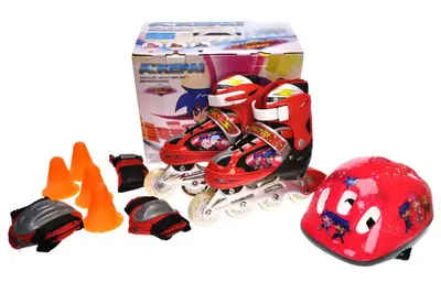 Ролики KEPAI 38-41р. червоні (алюмінієва рама, PU колеса, зі світлом, шолом+захист) F1-D1/L р.27*32,5*19,5см купити