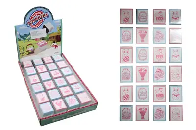 Штампи дитячі "Великодній кошик пастельний" 8 видів в дісплеї (24 шт.) купити