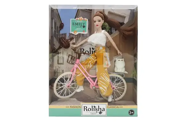 Лялька "Emily" з велосипедом та аксесуарами, шарнірна QJ111D р.28.5*6.5*36см купити
