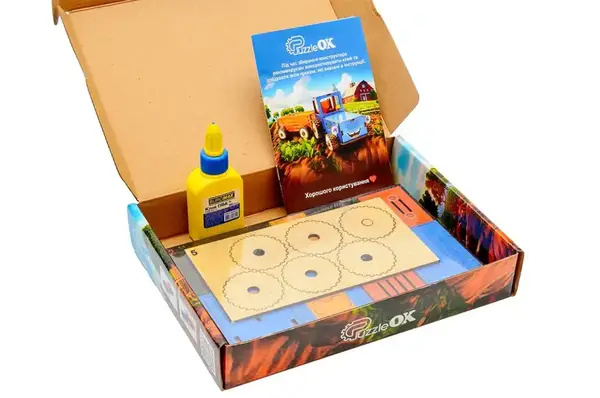 Дерев'яний 3D конструктор "Трактор" 69 дет. Puz-00933 р. 27,8*8,4*8,7 см PuzzleOK купити недорого в Україні, фото 3