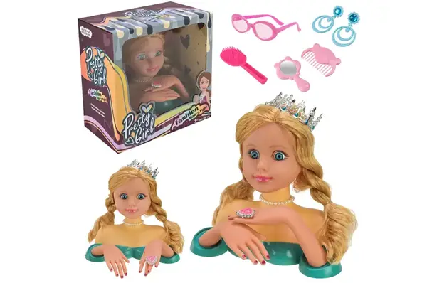 Голова для зачісок 3399 з аксесуарами для волосся, окулярами у коробці р. 28x16x29 см купити