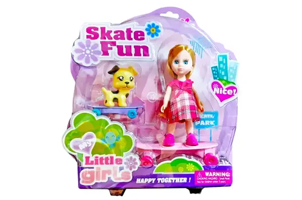 Лялька "Mini doll" на скейті на блістері 63020 р.29x30x8см купити