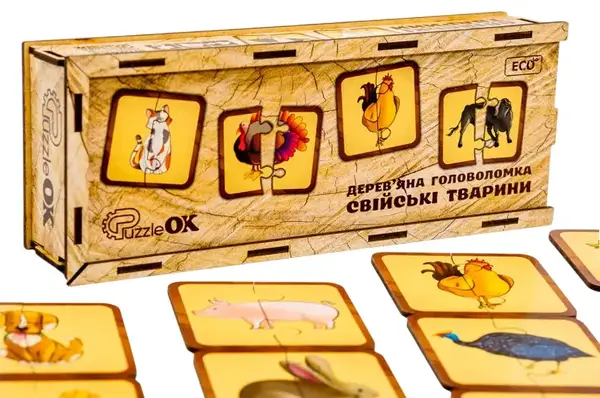 Головоломка дерев'яна Puz-37351 "Свійські тварини" PuzzleOk купити недорого в Україні, фото 3