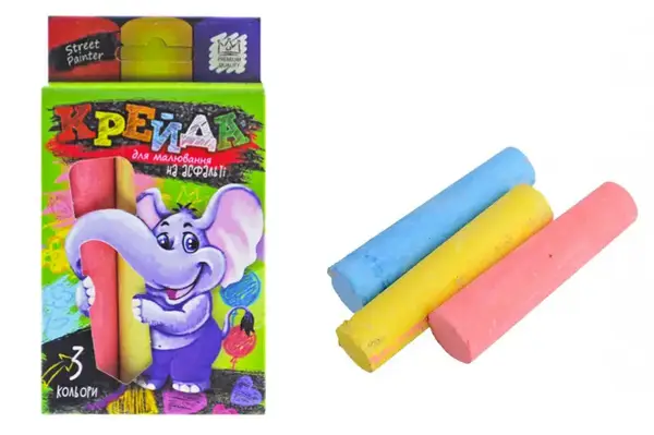 Набір крейди MEL-01-01U для малювання на асфальті велика 3 шт. в коробці DANKO купити