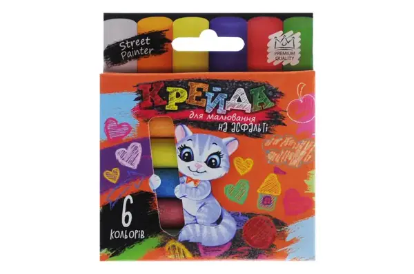 Набір крейди MEL-02-01U для малювання на асфальті тонка 6 шт. в коробці DANKO купити