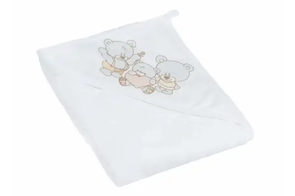 Рушник для купання з капюшоном "Ведмедик" р.100x100, 100%бавовна (білий) MS-015 100X100-118 TEGA купити