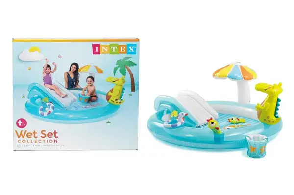 Ігровий центр 57165 "Крокодил" з гіркою, в коробці р.201x170x84 см INTEX купити