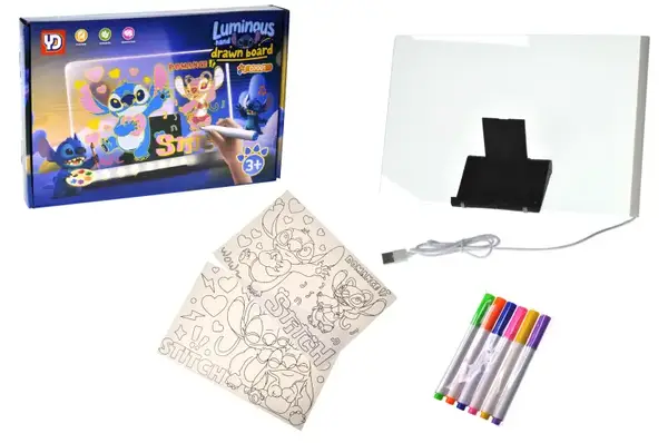 Дошка для малювання Стіч, трафарети, маркери, LED-підсвічування купити