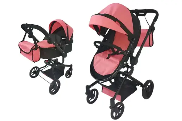 Візок для ляльки 9695 "Fortuna" PEACH PINK з сумкою, в коробці р.54.5х14.5х38.5 см CARRELLO купити