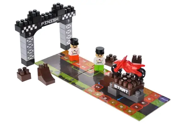 Конструктор блочний QB300-103 "Block&Steps: Мототрек" + ходилка і меморі гра 3в1, 40дет. qbee купити недорого в Україні, фото 5