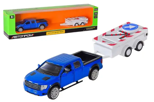 Машина з причепом металева 43005TR 1:43 Ford F-150, відкриваються двері, в коробці 28x8x6,5 см АВТОПРОМ купити