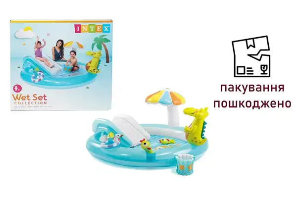 OUTLET Ігровий центр INTEX Крокодил з гіркою, в коробці 57165 р.201*170*84см купити