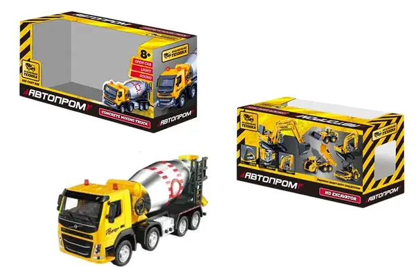 Бетонозмішувач металевий 68383(AP7759) VOLVO 1:50, батарейка,світло,звук,рухливі деталі,у коробці 28x14x10см АВТОПРОМ купити
