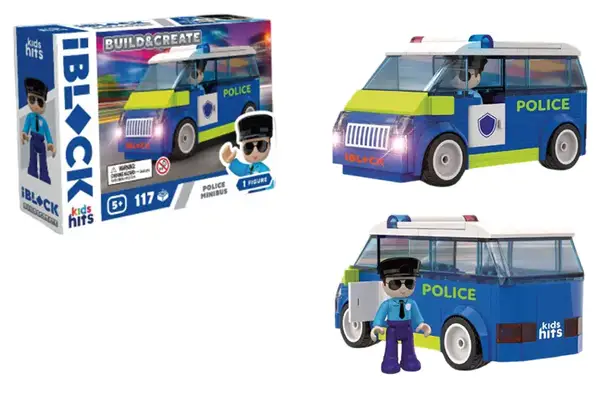 Конструктор IBLOCK JUNIOR KH41/002/4 Police Van 117 деталей, коробка р. 24x16x6 см Kids hits купити