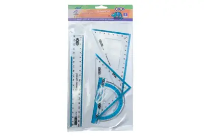 Комплект ZB.5680-14 лінійка 20см, 2 косинця, транспортир, з блакитною смужкою, KIDS Line ZiBi купити