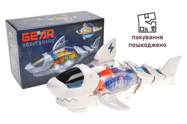 OUTLET Акула музична на батарейках, зі світлом, в коробці S-1 р.20*9*13см купити