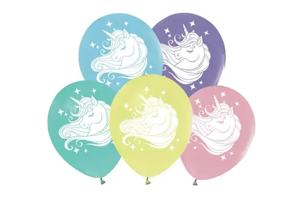 Латексні повітряні кульки 12" (30см.) "Єдиноріг" асорті макарун ТМ "Твоя Забава" 50шт. купити
