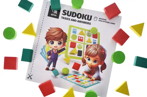 Розвиваюча дерев'яна гра QB800-001 "Судоку геометричне" 16 дет. qbee купити недорого в Україні, фото 3