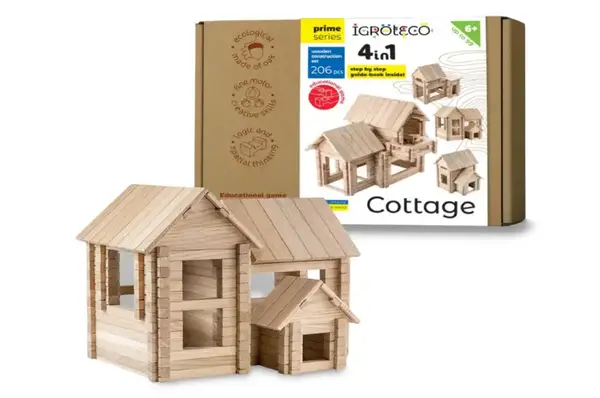 Дерев'яний конструктор "Котедж 4в1" 206 дет 900323 IGROTECO купити