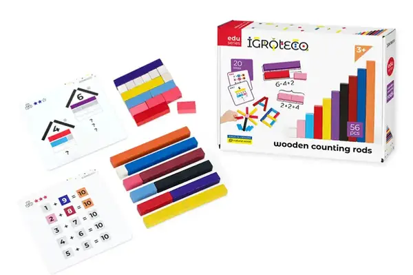 Дерев'яна розвиваюча гра "Палички Кюїзенера. Набір для лічби" 56 шт. 900385 IGROTECO купити недорого в Україні, фото 3