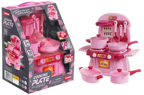 Набір посуду "Cooking Plate with dishes" 10pcs рожева в коробці 1788 Юніка купити недорого в Україні, фото 2