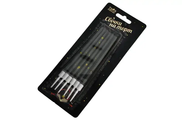 Свічки для торту чорні з позолотою ТМ 'Твоя Забава' (10 см.) купити