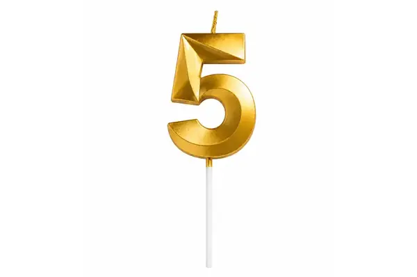 Свічка 03788 цифра "5" (4,5 см) золота 3D ТМ "Твоя забава" купити