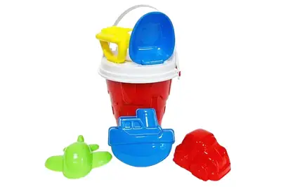 Набір дитячий "Відро №6 +лопата, граблі, пасочки, сито" 1266 BAMSIC купити