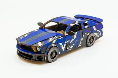 Конструктор "Muscle Car" Puz-00642 дерев'яний, 162 дет., синій колір р. моделі 24*9*7 см PuzzleOk купити